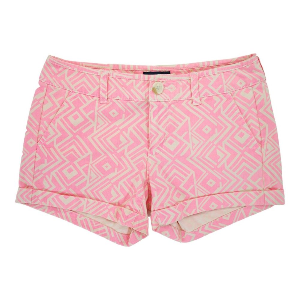 Womens American Eagle Midi Stretch Shorts 0 Stretch Pink Aztec Print 3" Inseam